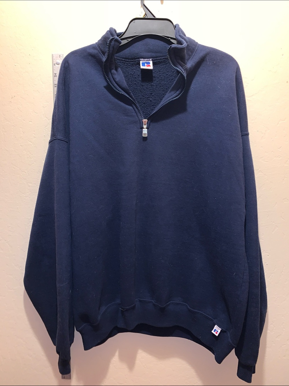 Vintage 1990s Russell Athletic Navy 1/4-Zip Pullover